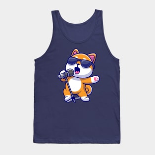 Cute Shiba Inu Dog Singing Cartoon Tank Top